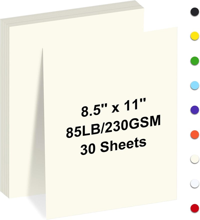 FLIPPED Cardstock 8.5" x 11 ",Cardstock Paper 85 lb/230 gsm,Cream Card Stock for Printer,Drawing,Gift tags,Invitations, Cards etc (Cream, 30 Sheets) - Image 1